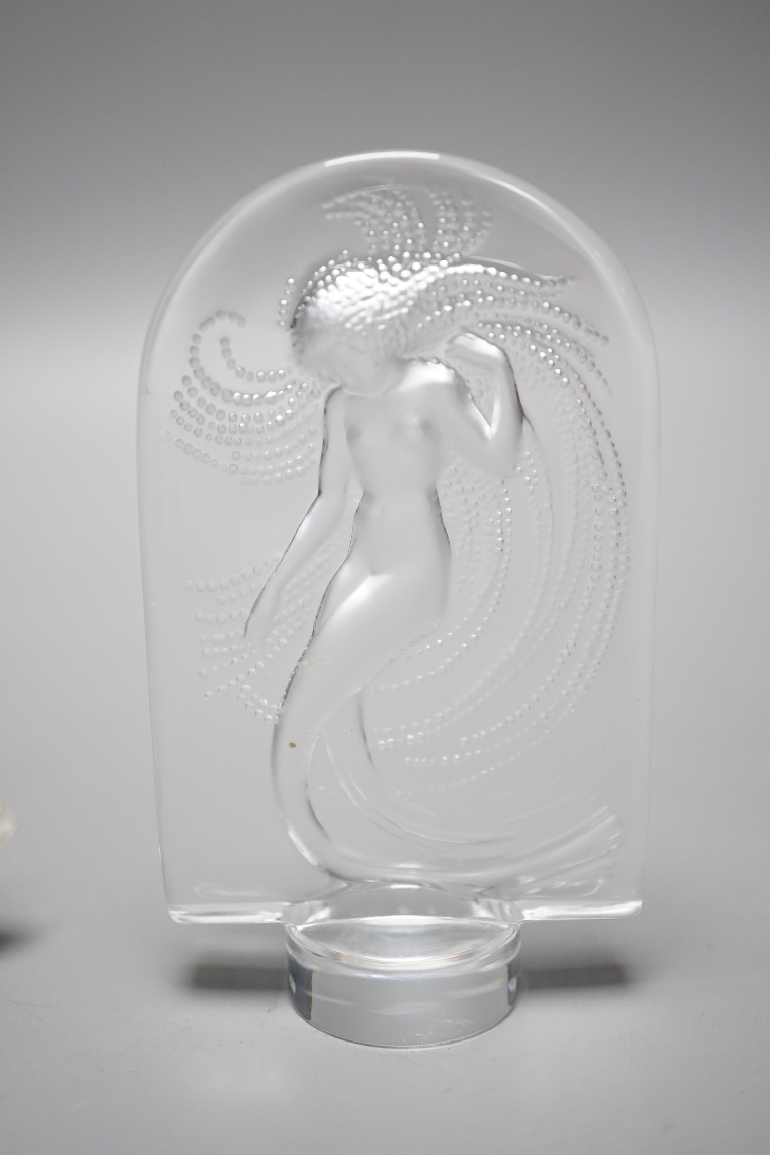 Two Lalique crystal paperweights; Sirene and Sanglier, tallest 10cm